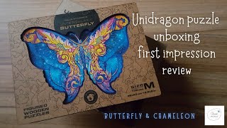 Unidragron jigsaw puzzle – Butterfly and Chameleon – unboxing first impression, review, mounting. screenshot 2