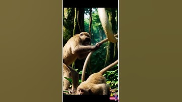 Fearless Monkey Takes on Giant Python to Save His Friend 🐍🐒❤️ #animals #wildlife