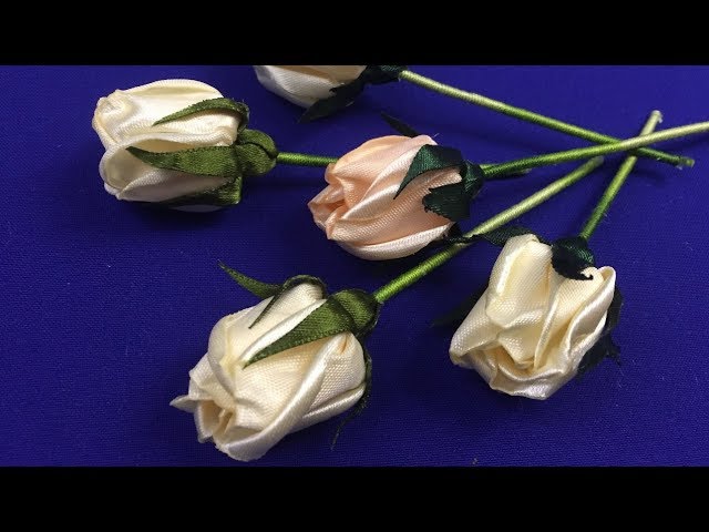 Ribbon rose buds/Сapullo de rosa de cintas/Бутон розы из лент