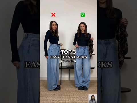 💥 Most Viral Top 3 Hacks To Tighten Jeans Waist | How To Tighten loose Jeans Waist #shorts