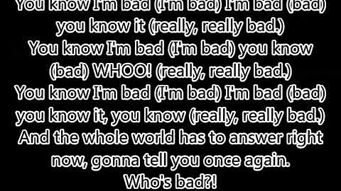 Micheal Jackson - "Bad" (Unofficial Lyric Video)