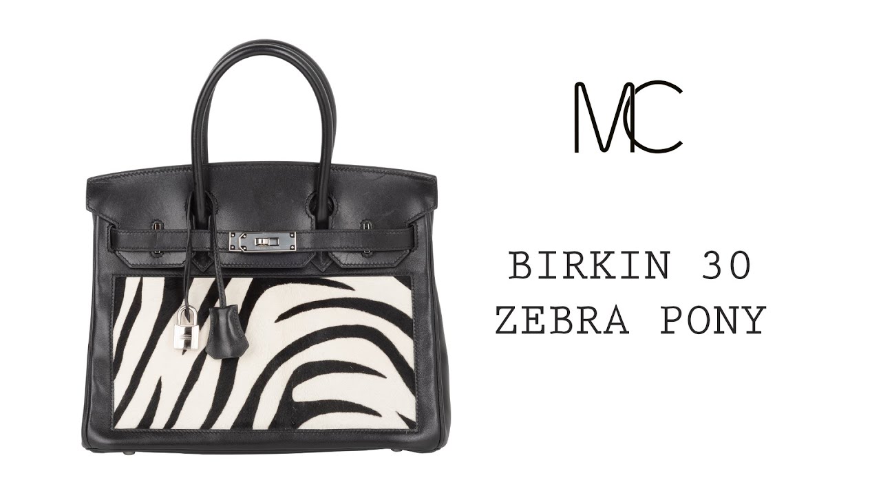 Hermes Birkin 30 Bag Vintage Zebra Print Pony Limited Edition Very