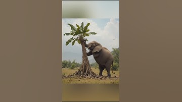 A monkey and his child plant a banana tree but an elephant destroys it 😭 #ai #monkey #banana