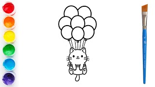 How to Draw an Cat Balloon For Kids And Toddlers