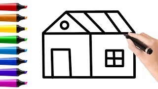 House Drawing | How to draw a house for beginners | Step by step house drawing and coloring