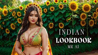 [4K] Ai Art Indian Lookbook Girl Al Art Video - Sunflower Garden