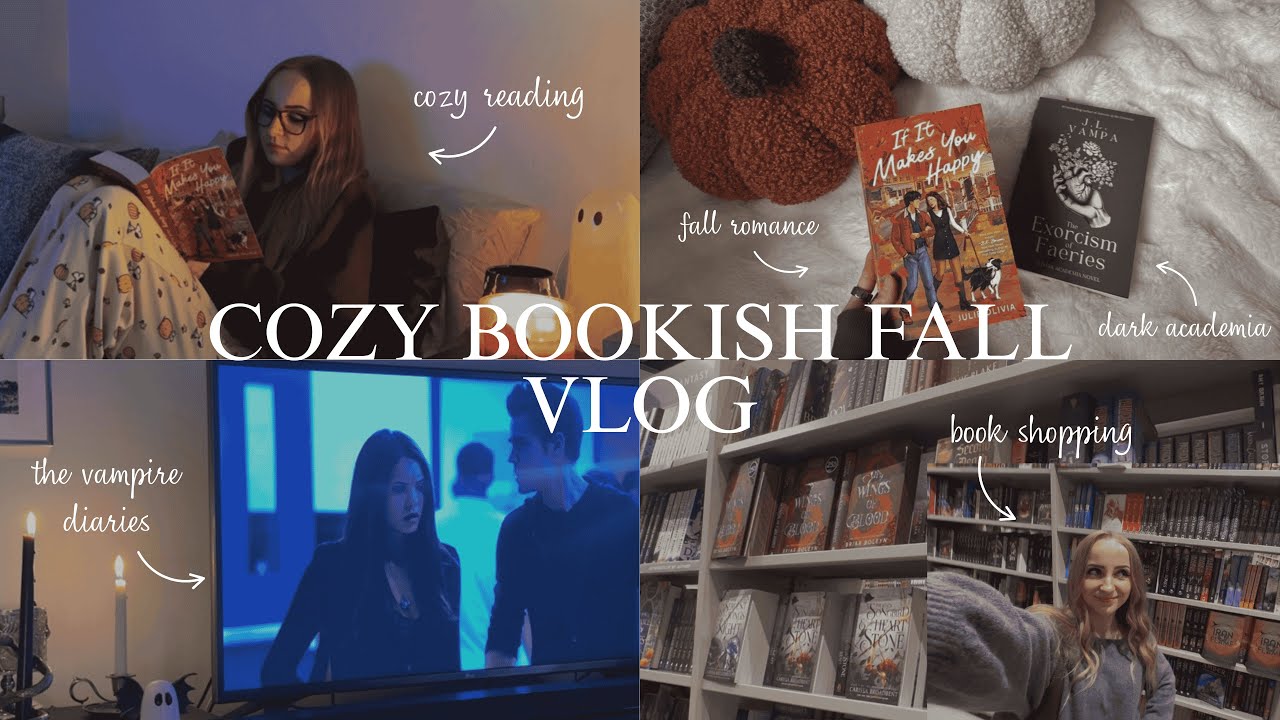 Cozy Bookish Fall Vlog 🍂🕯️📖 book shopping, cozy fall reading, the vampire diaries