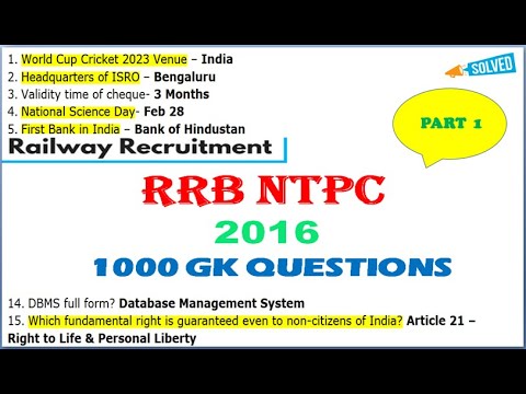 rrb ntpc all gk questions