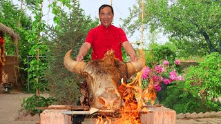 Flame YAK HEAD for $1500! Too Big to Fit Even for the Huge Pot! | Uncle Rural Gourmet