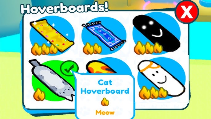 All hoverboards in Pet Simulator X (HOW TO GET EVERY HOVERBOARD) 