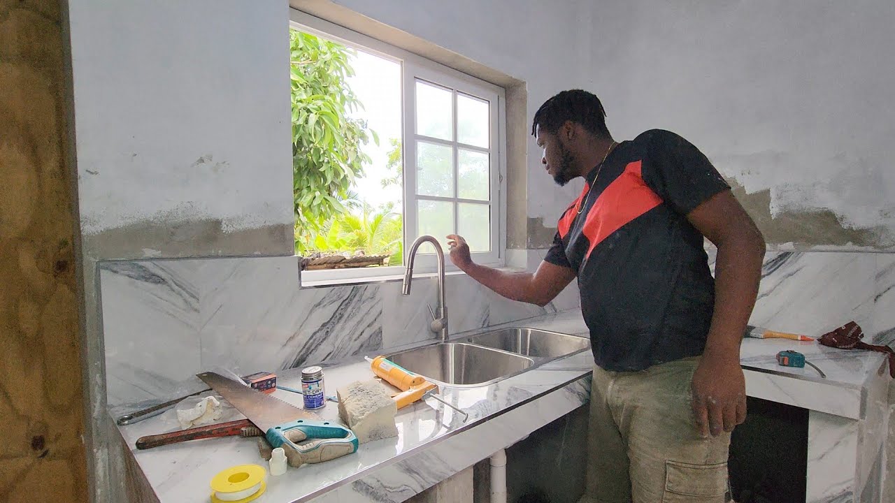 99% Complete One Step Closer To Finish my kitchen countertop | installing sink and faucet 