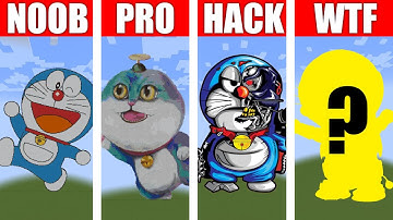 Doraemon NOOB vs PRO vs HACKER MINECRAFT Pixel Art cat 【まいぜん】初心者 vs プロチーター ドラえもん作り対決！？マイクラ