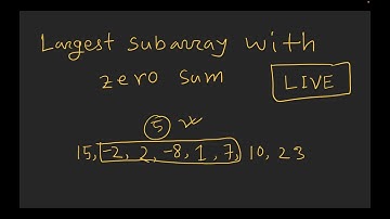 Largest Subarray with 0 Sum -- Popular Coding Interview Question