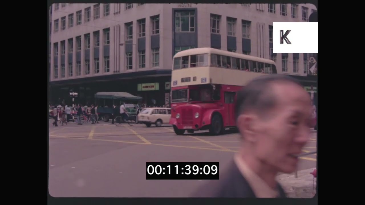 1975 Hong Kong, Busy Street Scenes, Public Transport, Pedestrians, 35mm