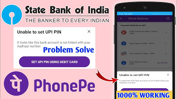 Sbi Bank Unable to set UPI PIN It looks like this bank account is not linked with your Adhar number