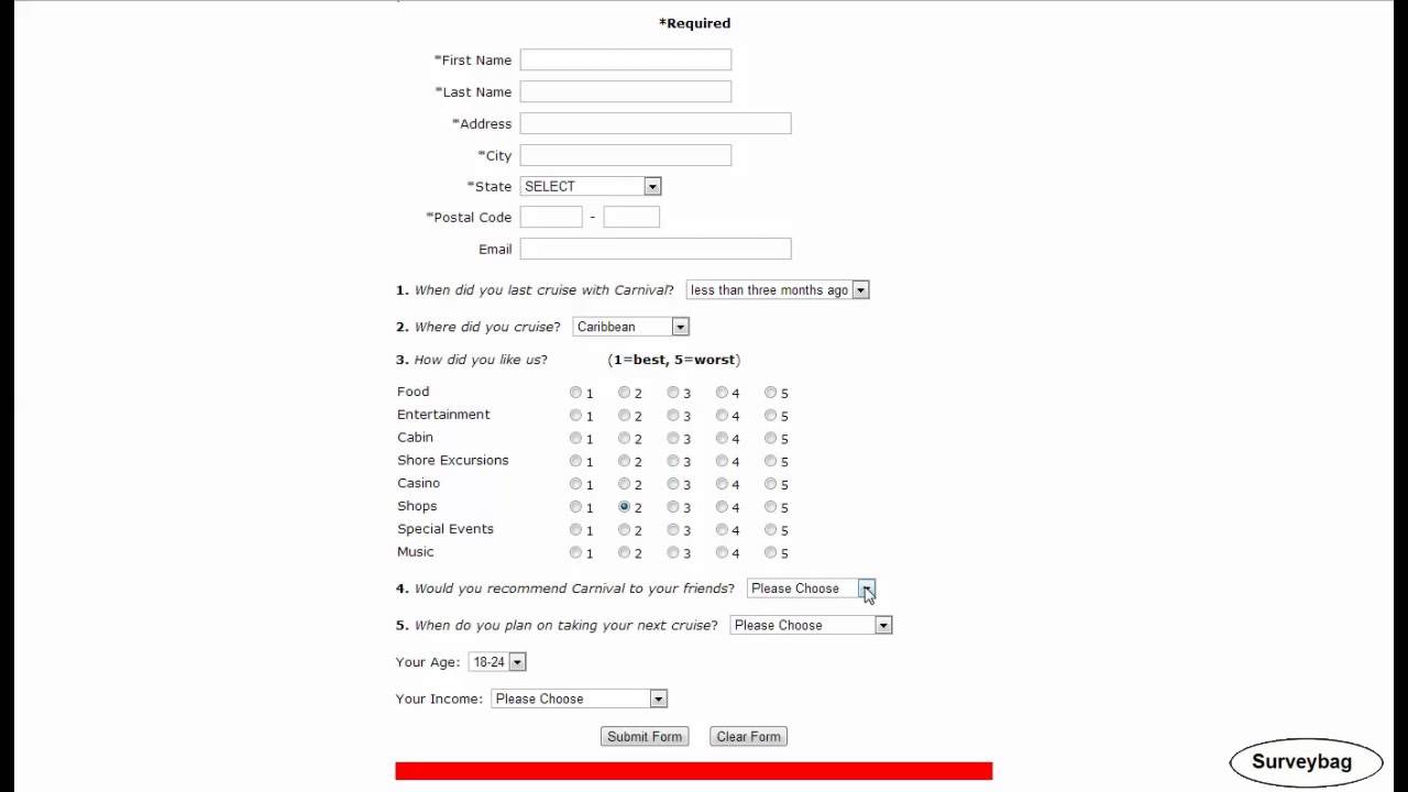 carnival cruise line survey