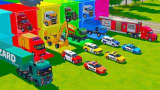 TRANSPORTING EMERGENCY VEHICLES, EXCAVATOR, FIRE ENGINE, DUMP TRUCK TO GARAGE - FS22 screenshot 4