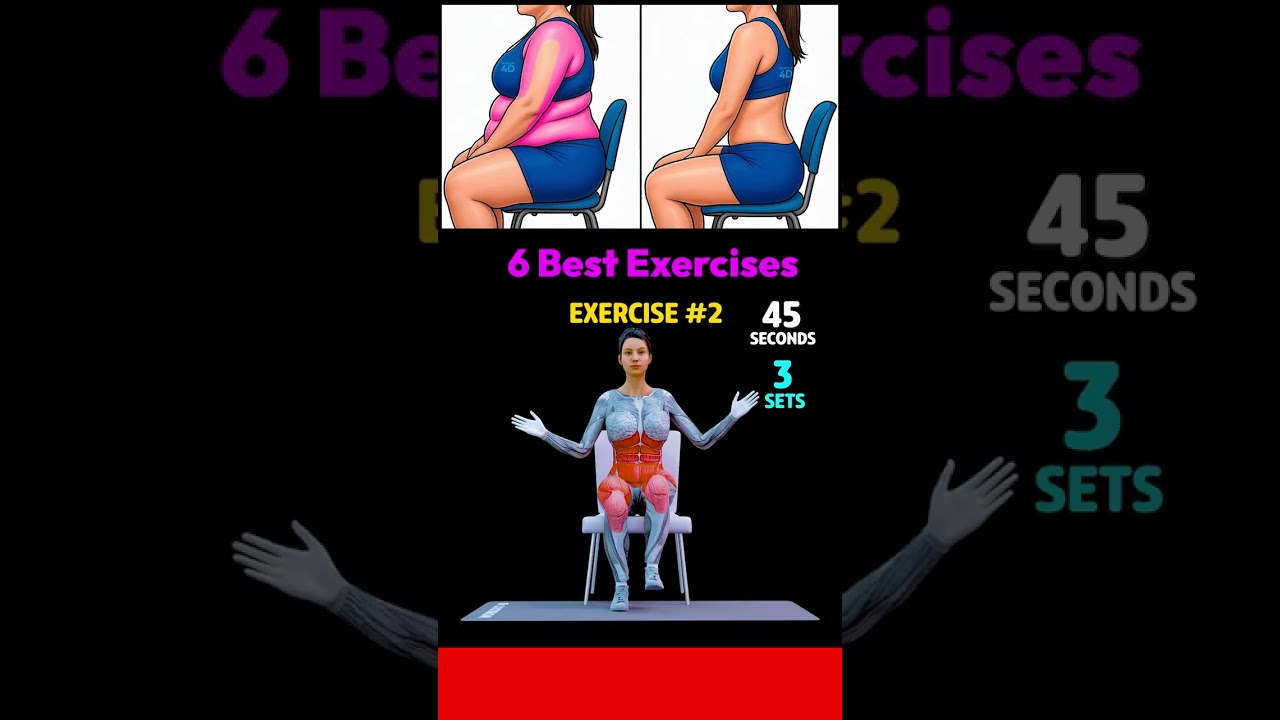 Belly Pooch + Arm Fat + Back Fat Seated Chair Workout — Day 6 No Equipment