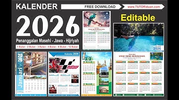 Free Download Kalender 2026 Editable Jawa Hijriyah 1,2,3,4,6,12 Bulan CorelDraw (CDR)