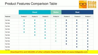 Product Features Comparison Table Ppt Powerpoint Presentation Ideas Vector