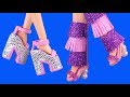 6 DIY Miniature Barbie Shoes Crafts, Fringe High heels, Boots and Sandals~