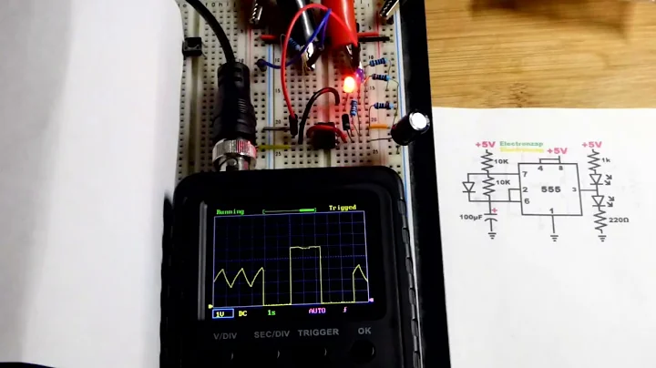 Astable 555 timer In Out Voltages Oscilloscope Measured by Electronzap