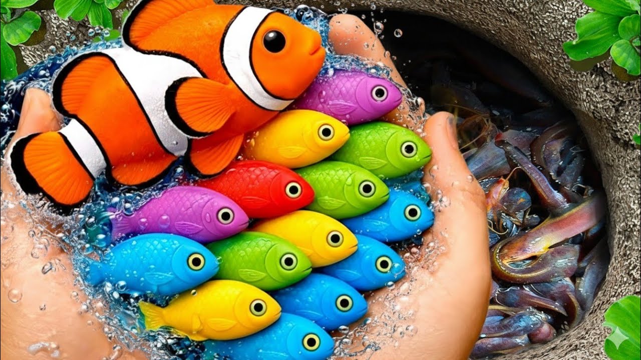 Catch beautiful aquarium fish in small pond baby turtles, iguanas, eel, shrimp, molly fish, guppies 