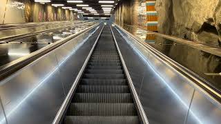 LONGEST Escalators in Stockholm, Sweden. 2x ThyssenKrupp and 2x original 1975 O&K at Vastra Skogen