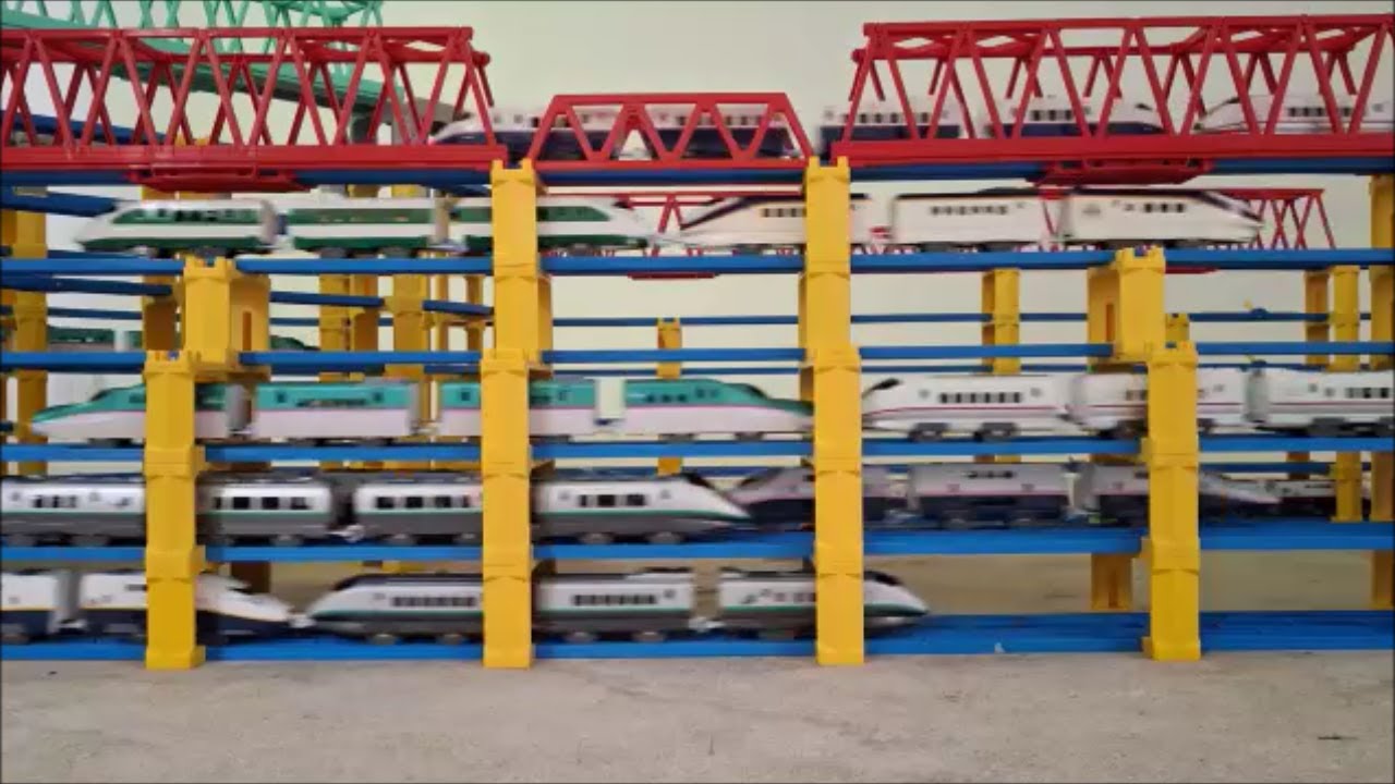 Tomy Plarail Shinkansen Trains 3, Big Tower Layout!