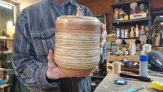 Woodturning  - The Plywood  Segmented Cherry Pot - Surprising Pattern