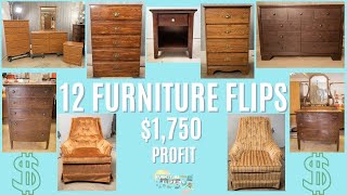 Furniture Flipping in 2022 | $1,750 in 1 Month | Side Hustle for Anyone | 12 Furniture Makeovers |