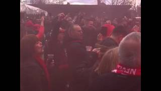 Liverpool fans with flares outside wembley 28/02/2016