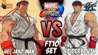 MVCI FT10 Set Runback - UG| Jako Man VS SpiderYouth (Two Best Ryu Players in MVCI)