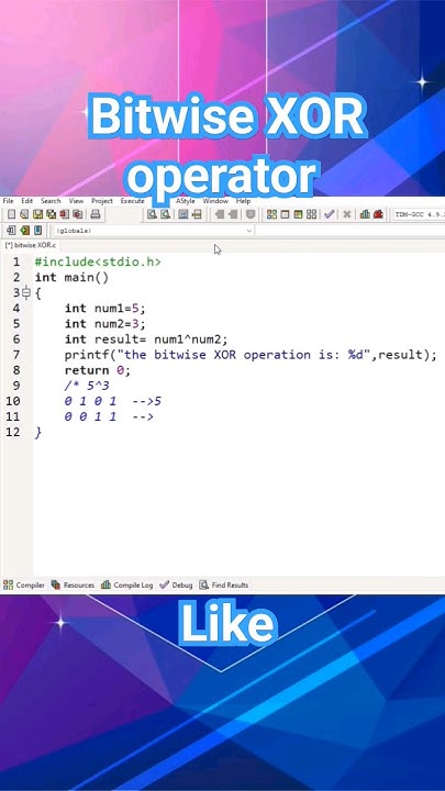 Bitwise XOR operator in C Language - YouTube