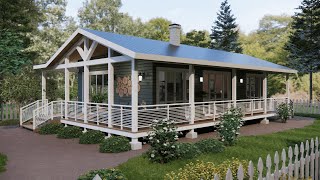 Cozy Living Redefined: 2-Bedroom Tiny House with Wraparound Porch (7x11 M | 23'x36')