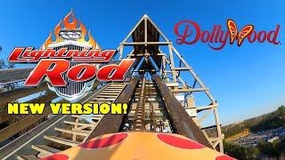 Lightning Rod! NEW CHAIN LIFT VERSION! Multi-Angle Roller Coaster POV! Dollywood