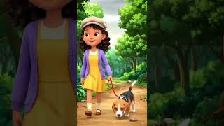 A cute girl and a puppy are on walk together #relaxing #relaxingmusic #asmr #asmrsounds #cartoon #fy
