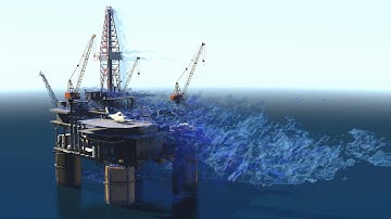 Detached Eddy Simulation (DES) of flow around an Oilrig by TotalSim.