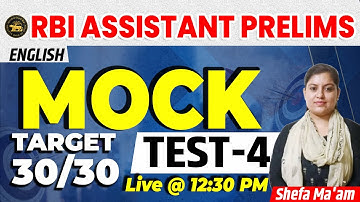 RBI Assistant Prelims 2022 | Mock Test | Target 30/30 | English Latest Pattern Question |Shefa Ma