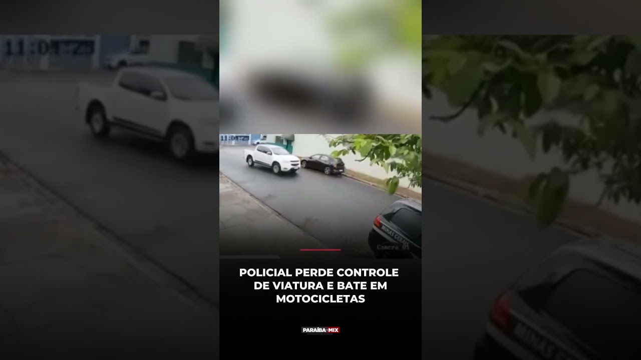 POLICIAL PERDE CONTROLE DE VIATURA E BATE EM MOTOCICLETAS