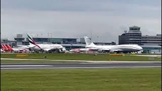 Extremely Rare Qatar Amiri B747-8 Royal Family Depart Manchester Airport Runway 23L