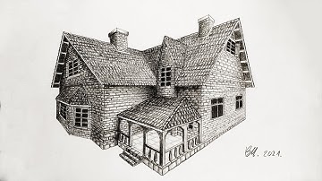 How to draw: Cottage in two point perspective