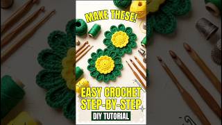 make these easy crochet😍😱 #diy #diyflowers #creativity #craft #flowercrafts #diycrafts #crochetart