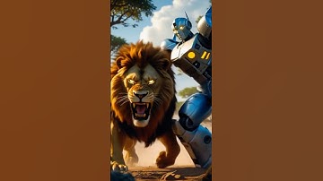 When an AI Robot Fought a Lion  #Ai #Shorts #Viral