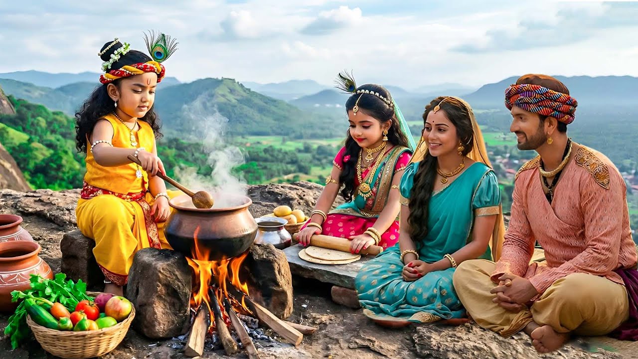 जब नन्हे कान्हा और राधा ने चूल्हे पर बनाया मैया और नंद बाबा के लिए खाना || Shree Krishan 