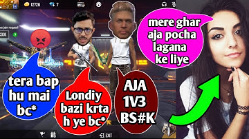 🤑Random RICH GIRL call me noob and I challenge for room 1v3 garena free fire | noob prank Part 1