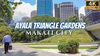 Sunny Afternoon Walk at AYALA TRIANGLE GARDENS | MAKATI CITY [4K] Philippines  April 2023