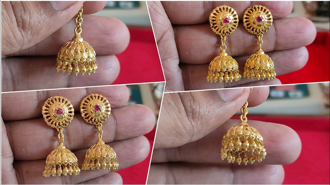 latest gold jhumka designs with weight & price 2022/gold earrings designs  @saijewellerssj16 - YouTube