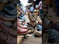 sedihnya kucing ini terpaksa jd kariawan penjual sepatu bergaji kecil demi bertahan hidup