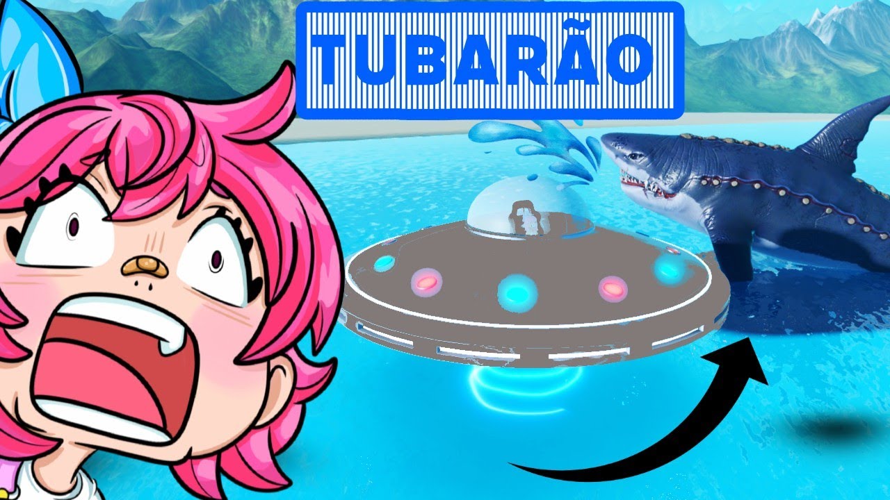 😱CAÇAMOS TUBARÃO EM UM DISCO VOADOR - ROBLOX Shark Bite